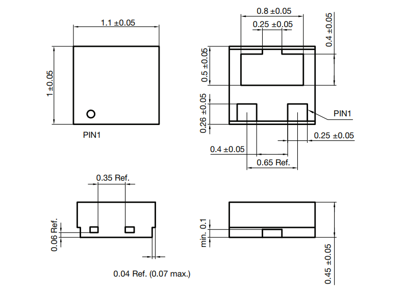 机械图纸 - Vishay Semiconductors VCAN3xA2-HT5 ESD保护二极管